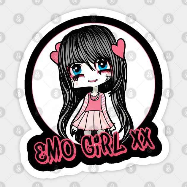 Emo Girl Cute Kawaii Chibi Egirl Punk Fan Sticker by Gothic Rose Designs